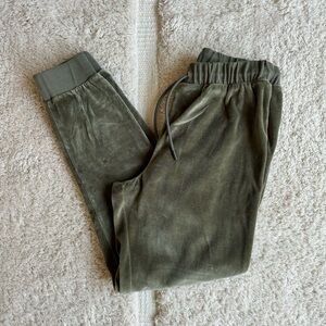 Outerknown velour olive green pants